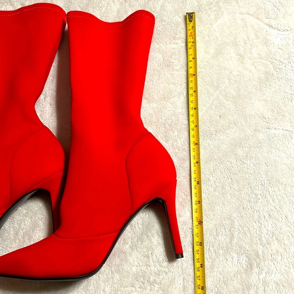 Red Neoprene Killing Boots Made In Italy. NWOT.